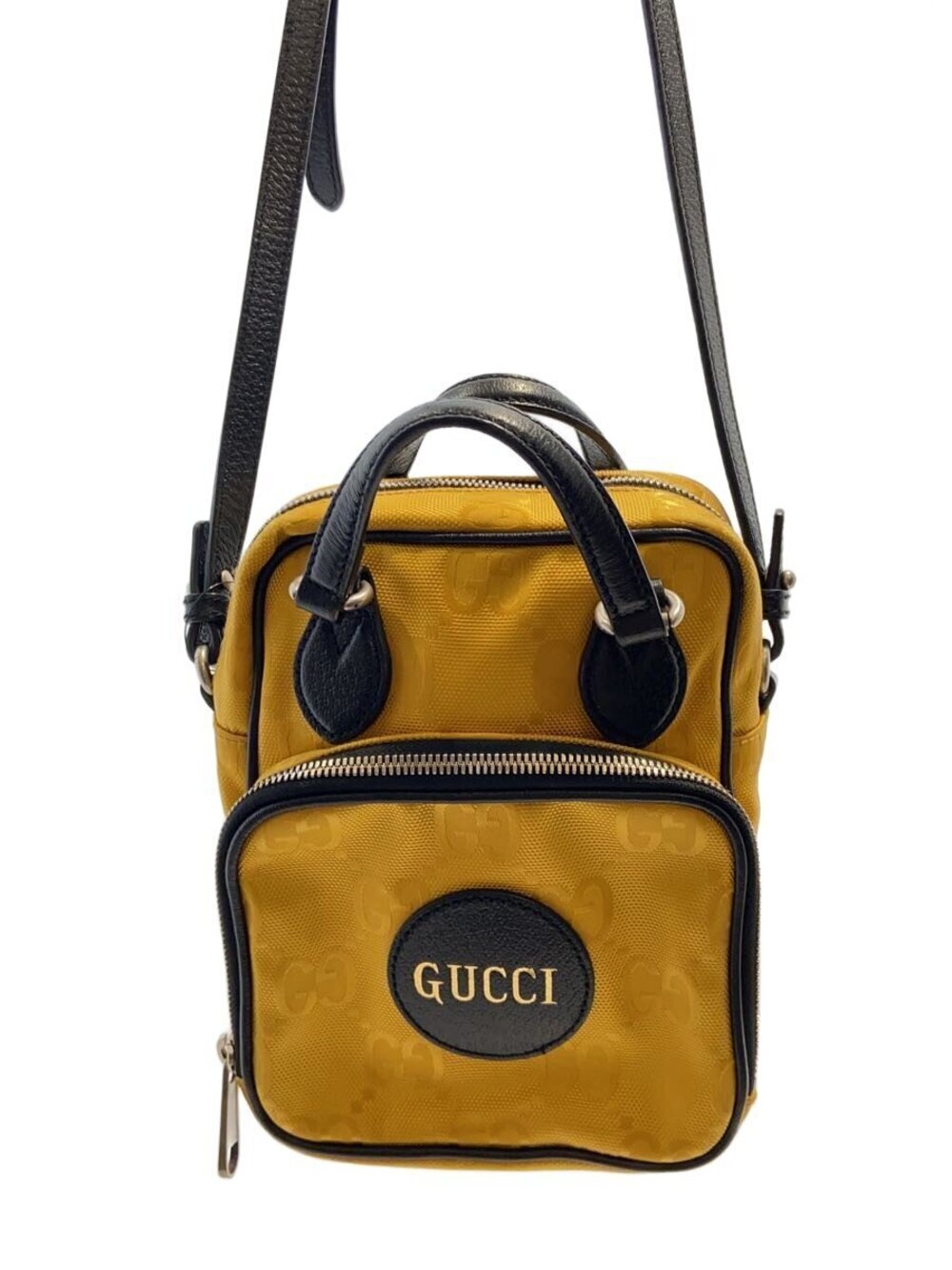 Gucci the Grid messenger bag leather top handles Yellow